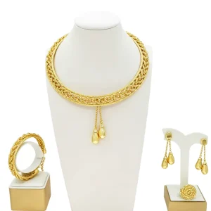 Fashion Dubai Gold Necklace High Quality Jewelry Set for Wedding Party African Women Accessories