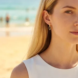 Fashion Earrings Jewelry Retro Gold Stainless Steel Gold Plated Solid Geometry Random Splicing Paper Clip Chain Earring
