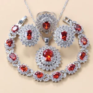 Fashion Earrings Rings Bracelets Necklace Elegant Zircon Jewelry Sets for Women Mothers Day or Wedding