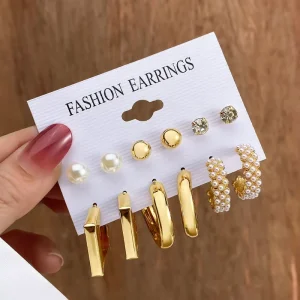 Fashion Earrings Set for Women Girls Trendy Chain Link Hoop Stud Drop Dangle Earrings Boho Statement Hypoallergenic Earrings