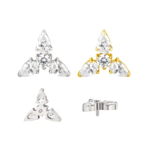 Fashion Earrings Titanium CZ Labret Piercing Internally Threaded Lip Stud Ear Cartilage Tragus Nose Ring Piercing Body Jewelry