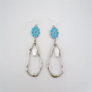 Fashion Earrings Trendy Metal Shape Turquoise Enamel Earring