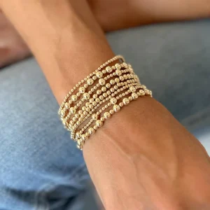 Fashion Elastic Rope Handmade Beaded Bracelet Ethnic Style Personality 18K Copper Gold Plated Bracelet for Women