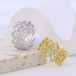 Fashion Elegant Statement Finger Rings Jewelry for Daily Party 925 Sterling Silver Gold Plated Band Rings for Women