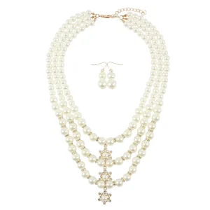 Fashion Elegant Women Pretty Pearl Necklace Set Pearl Necklace Costume Jewelry
