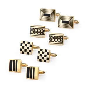 Fashion Enamel Cuff Buckle High-grade Stainless Steel Cuff French Cufflink Personality Chessboard Plaid Cufflinks