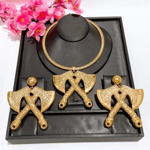 Fashion Factory Unique Copper Alloy Gold Plated Popular Wedding Party Gift Birthday Daily Anniversary Engagement Jewelry Set