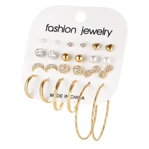 Fashion Female Earrings Set for Women Mixed Rhinestone Crystal Infinity Hoop Moon Earring NS1810102