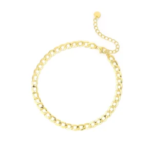Fashion Fine Jewelry 18K Gold Plated 925 Sterling Silver Snake Paper Clip Link Chain Anklet for Women