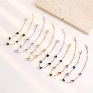 Fashion Fine Jewelry Women Charms Custom Bracelet Stainless Steel Colorful Heart Zircon Pendants Bracelets