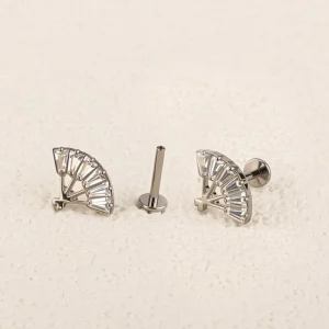 Fashion Fine Niche Design Vintage Titanium Zircon Dermal Fashion Lip Stud Earrings Piercing Jewelry