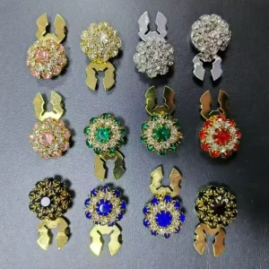 Fashion Floral Decorative Rhinestones Button Shirt Removable Crystal Cover Cufflinks