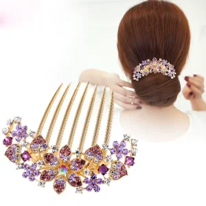 Fashion Flower Hair Combs Alloy Rhinestones Hair Comb Hair Accessories