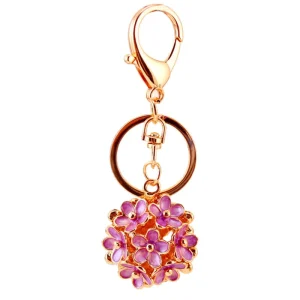 Fashion Flower Keyring Key Chain Metal Car Keychain Women Gift Key Ring Bag Charms Pendant Jewelry