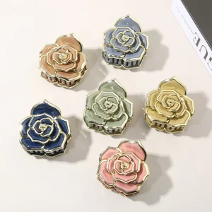 Fashion Flower Plastic Rose Claw Clip Electroplated Phnom Penh Gradient Solid Color Back Head Hair Accessories for Women