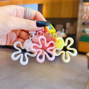 Fashion Flower Shaped Colorful Keychain Cute Cartoon Bag Pendant Purse Charm for Women Handbag Accessories