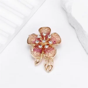 Fashion Flowers Glitter Sparking Floral Brooches for Girls Sweet Simple Pins Jewelry for Women Ladies Accessories New Design