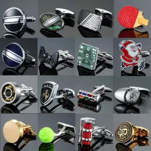 Fashion French Copper Round Metal Enamel Boat Anchor Cufflinks for Men