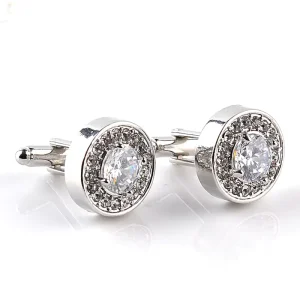 Fashion French Cufflinks Purple White Multi Rhinestone Round Men Cufflinks