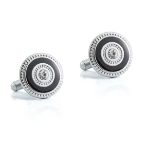 Fashion French Inlaid Diamond Alloy Cufflinks Men’s Unisex Round Enamel