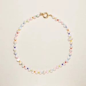 Fashion Freshwater Baroque Natural Pearl Jewelry Colourful Beads Stainless Steel Necklace for Women