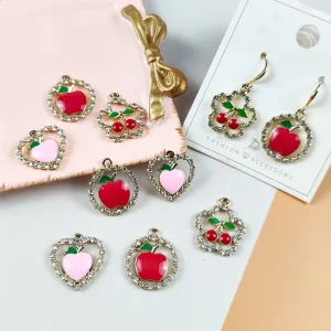 Fashion Fruit Charm Peach Apple Cherry Enamel Charm Pendant Handmade for Jewelry Material Accessories