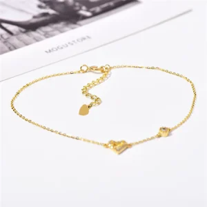 Fashion Full Diamond Jewelry S925 Sterling Silver Gold Plated Heart Hollow-out Single Zircon Bracelet for Woman Gifts