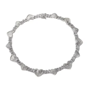 Fashion GRA Certificates 925 Solid Silver Iced Out Hip Hop VVS1 Moissanite Diamond Heart Cuban Link Chain Necklace