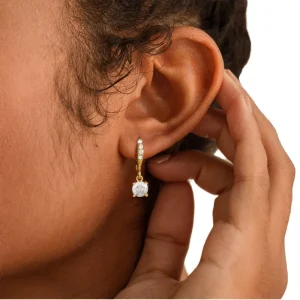 Fashion Geometric Trendy Dangle Earrings Simple Drop Rhodium & Silver Plated Copper Zircon for Women