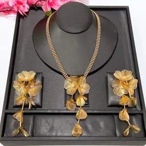 Fashion Gift Factory Popular Unique Copper Alloy Gold Plated Wedding Party Birthday Daily Anniversary Engagement Jewelry Set