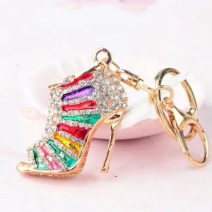 Fashion Glitter Crystal Rhinestone Shoe Keychain Lady Stiletto High Heel Keyring Women Bag Car Pendant Accessory Shoes Key Chain