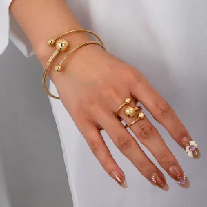 Fashion Gold Bracelet Ring Set Women NBR0034