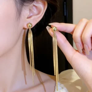 Fashion Gold Copper Long Women Tassel Earrings N2605269