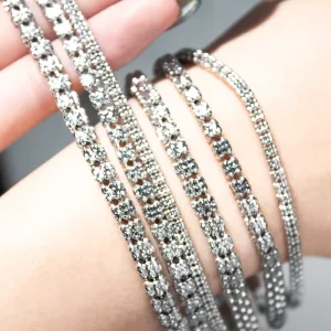 Fashion Gold Plated 925 Sterling Silver 3.4mm 4mm 5mm Two Tone Ice Chain Diamond Cut Ice Link Chain Moon Ice Chain