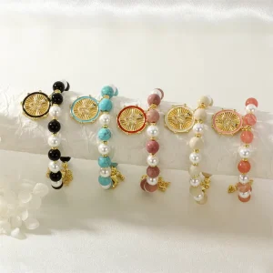 Fashion Gold Plated Animal Crystal Pearl Handmade Beaded Vintage Enamel Unisex Gift Bracelet Factory