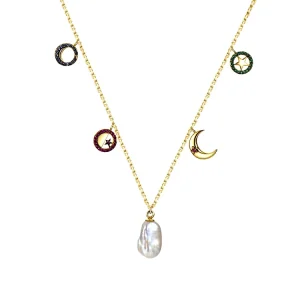 Fashion Gold Plated Charm Necklace Silver 925 Baroque Pearl Necklace Natural Freshwater Pearls Necklace