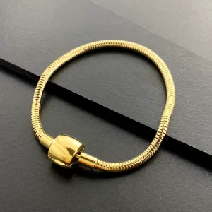 Fashion Gold Plated Geometric 316L Stainless Steel Waterproof Snake Chain Bracelets For Women Bangles