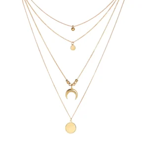 Fashion Gold Plated Layered Chain Necklace Costume Jewelry for Women