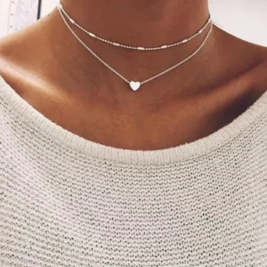Fashion Gold Plated Love Heart Pendant Imitation Costume Necklaces Jewelry for Women