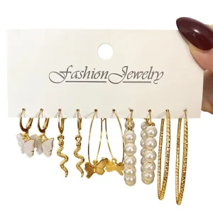 Fashion Gold Plated Pendant Earrings Set Pearl Silver Earrings for Women Earrings Jewelry