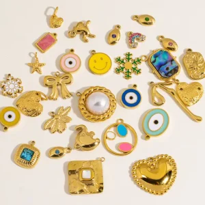 Fashion Gold Plated Stainless Steel Charms for Jewelry Making Earrings Bracelet Necklace Pendant DIY Women Accessories