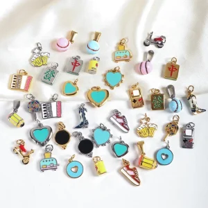 Fashion Gold Plated Stainless Steel Colorful Enamel Charm Necklace Pendant DIY Necklace Accessories Pendants