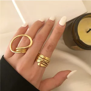 Fashion Gold Ring Vintage Punk Rings Set for Women Accessories Jewelry Gift