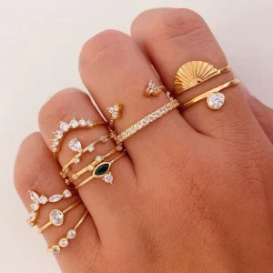 Fashion Gold Trendy Gold Rings Set for Women NJ2104133