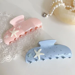 Fashion Hair Accessories Custom Acetate Hair Claw Clip Assembling Colorful Starfish Premium Cellulose Acetate Claw Clip