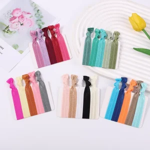 Fashion Hair Accessories Custom Brand Name Logo Printed Knotted Elastic Hair Tie for Girls