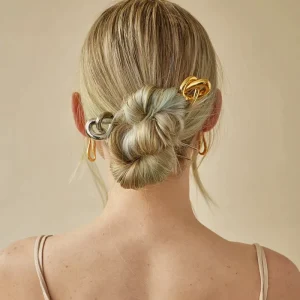 Fashion Hair Accessories Hairpin for Girls Women Waterproof Sweat 18k Gold Plated Stainless Steel Hair Clip Knot Hairpins