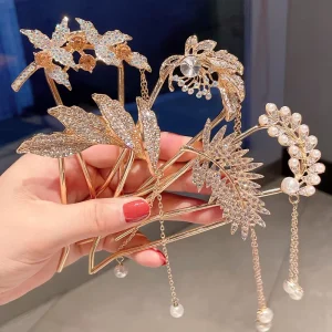 Fashion Hair Accessories Metal U Shape Hair Stick for Women Gold Color Elegant Pearl Hairpin Female Headwear New