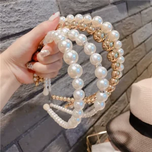 Fashion Hair Accessories Pearl Hairband Hair Hoop Big Pearl Headbands for Women Girls