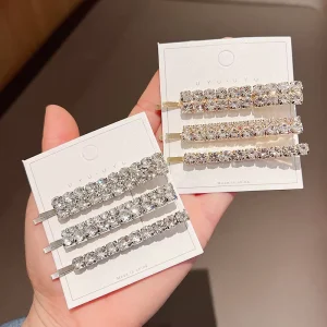 Fashion Hair Accessories Rhinestone Barrettes Sweet Hair Clip Set Metal Hairpins for Women Girl